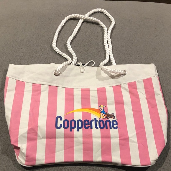 Coppertone Handbags - Vintage Coppertone Promotional Pink & White Beach Tote Bag